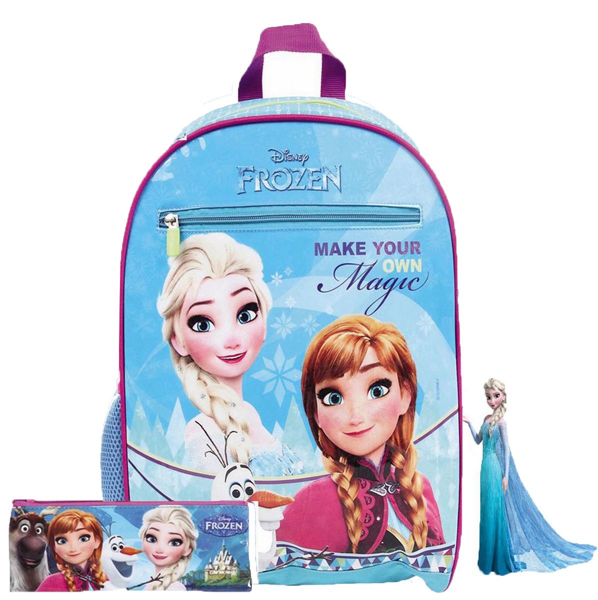 Kit Mochila Escolar Menina Infantil Frozen Costas  Resistente Estojo Elsa Anna Olaf Disney Lançamento Dermiwil 