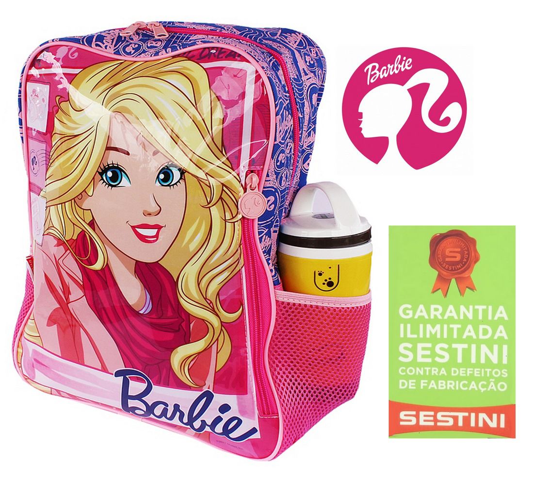 Mochila Infantil Costas Escolar Rosa Média Barbie Infantil Menina Original Sestini