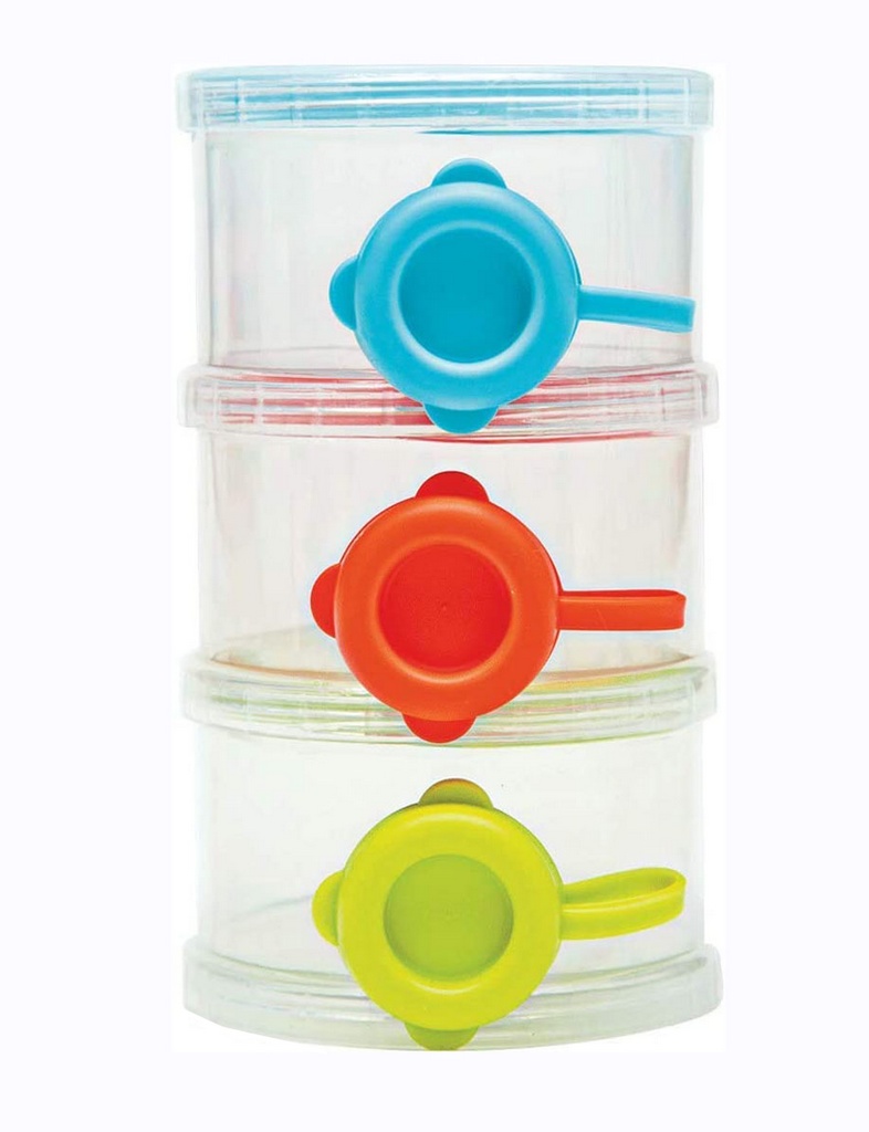 Pote Para Leite Em Pó Empilháveis Infantil  Colorido Kit Com 3 Potes Organizador Menino Menina Bebê Livre BPA Buba
