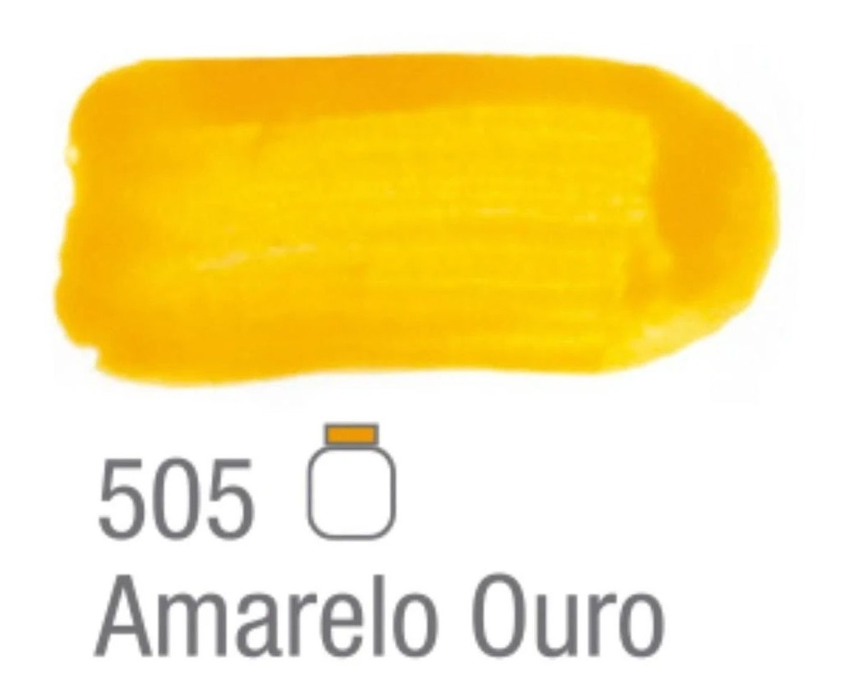 Tinta Tempera Amarelo Ouro Guache 505 Acrilex Pote 250ml