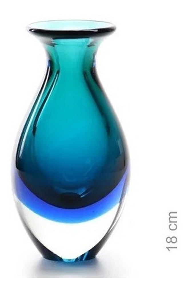 Vaso Vasinho Decorativo Cristal Murano - Bicolor Azul N2