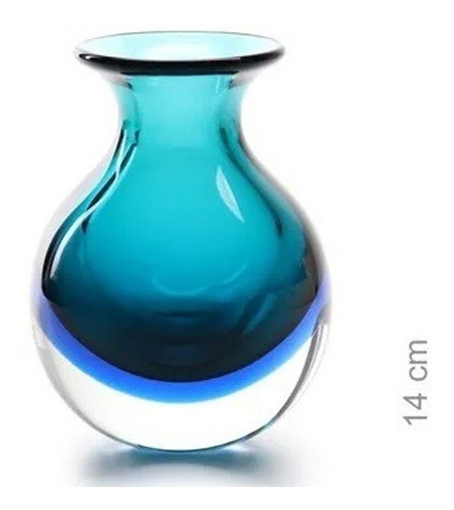 Vaso Vasinho Decorativo Cristal Murano - Bicolor Azul N3