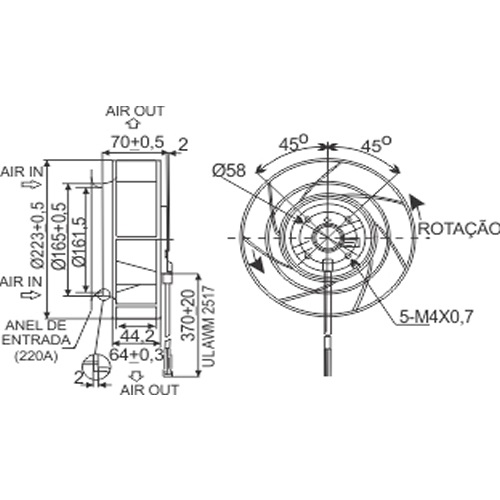 Ventilador Radial Centrífugo | 223 x 71R - Nework