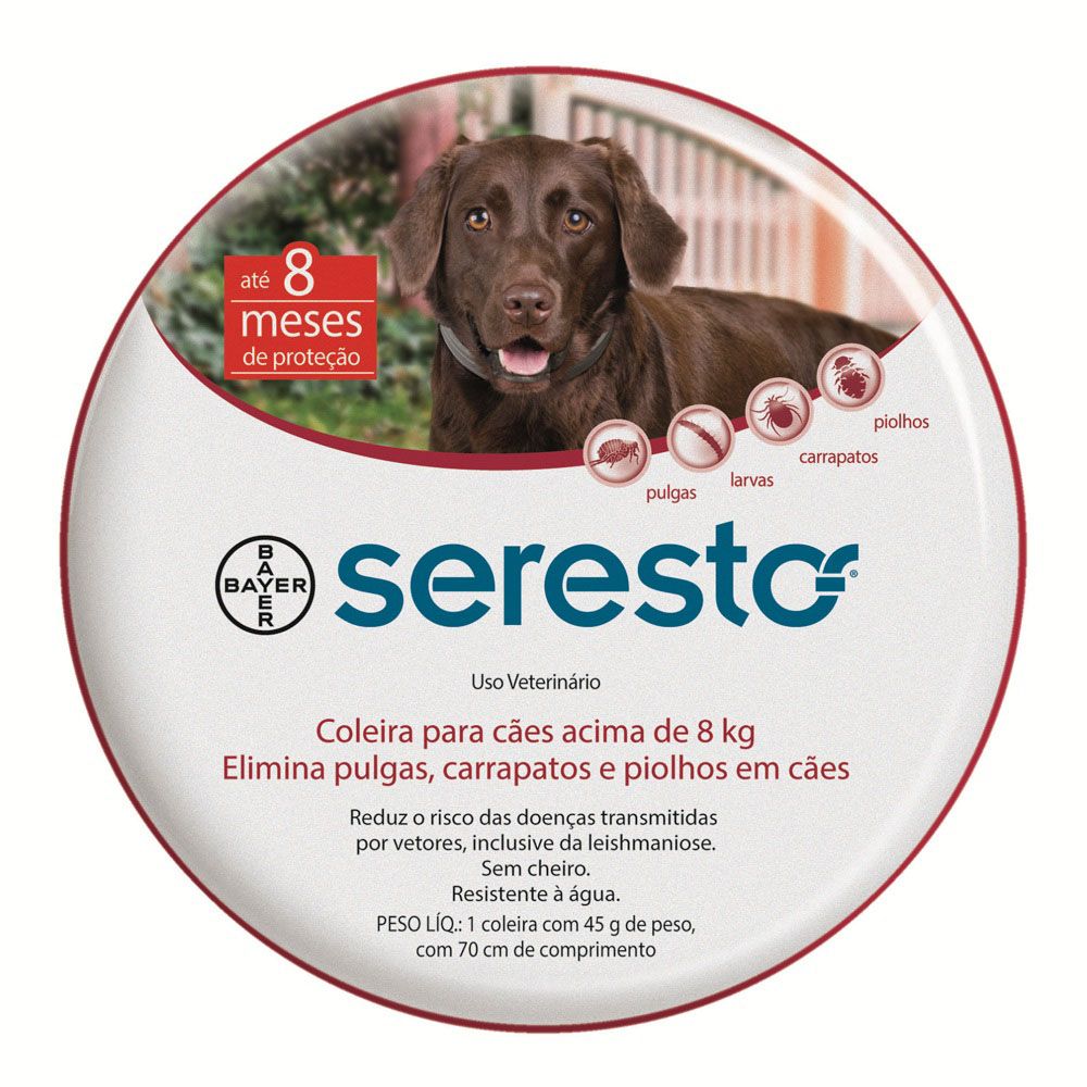 Coleira Antipulgas e Carrapatos Bayer Seresto Cães acima de 8 Kg