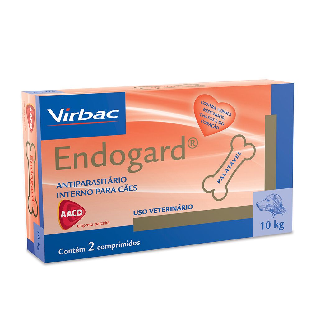 Vermifugo Endogard Palatavel 10kg 2 Comprimidos