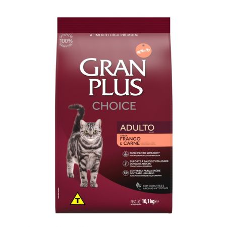 Ração Gran Plus Choice Frango e Carne e Arroz Gatos adultos 10,1kg