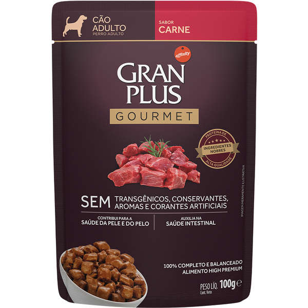 Ração Úmida  GranPlus Gourmet Sachê Carne Cães Adultos 100g