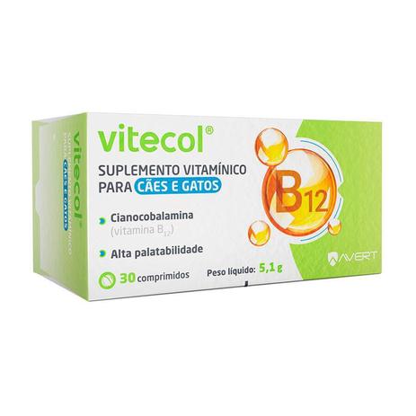 Suplemento Vitamínico Avert Vitecol para Cães e Gatos 30 Comprimidos