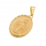 Pingente Medalha Anjo da Guarda Com Corrente Grumet Folheada a Ouro 18k