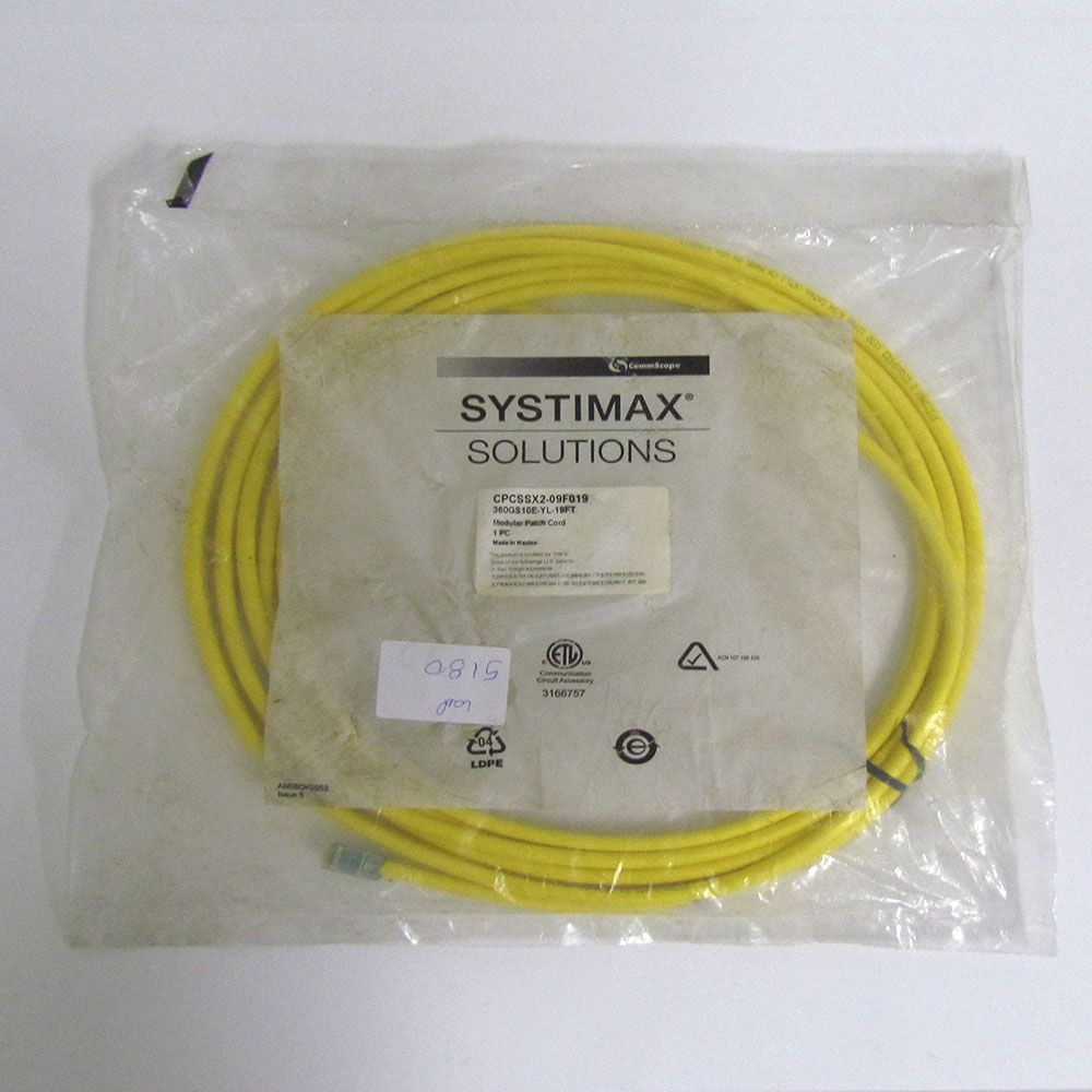 Cabo Pach Cord Ethernet Cat6A Commscope Amarelo 5,79M 360Gs10E-Yl-19Ft