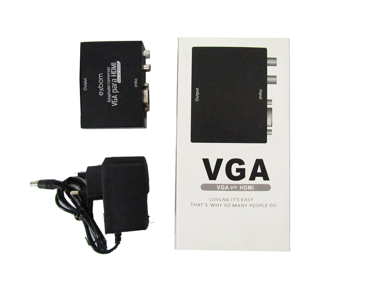 Exbom KIT Adaptador Conversor VGA para HDMI VAC V2H100