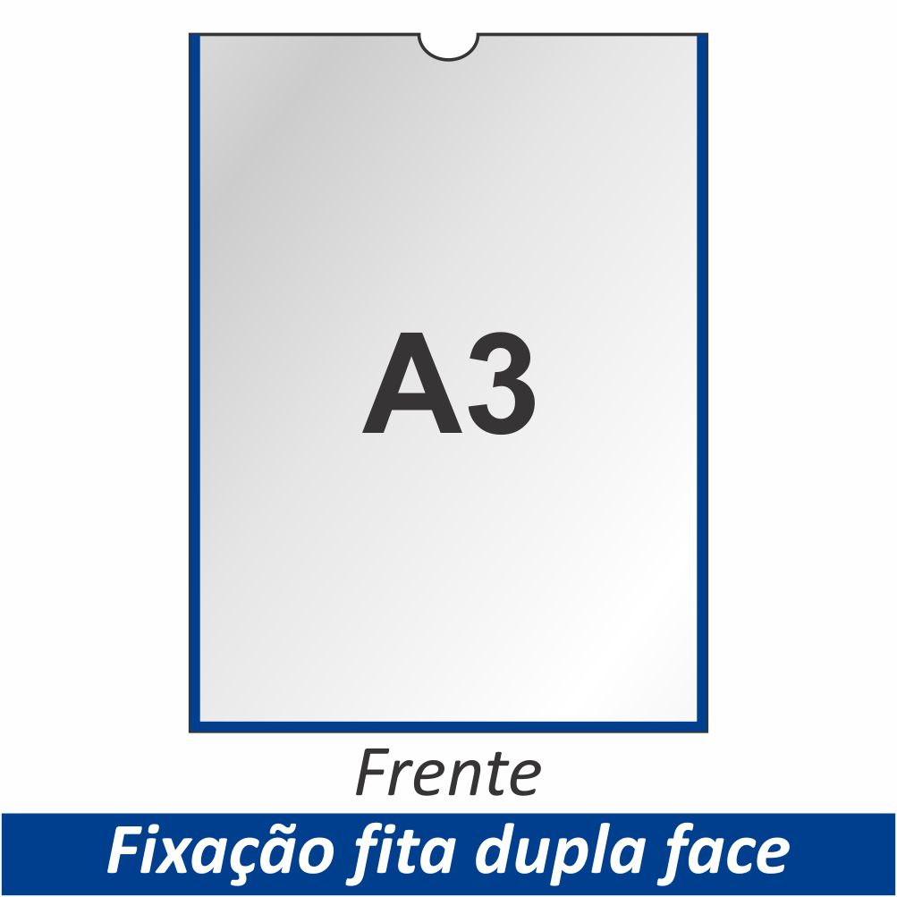 Display A3 em PETG com Fixação Fita Adesiva Dupla Face - Clace 1 UN
