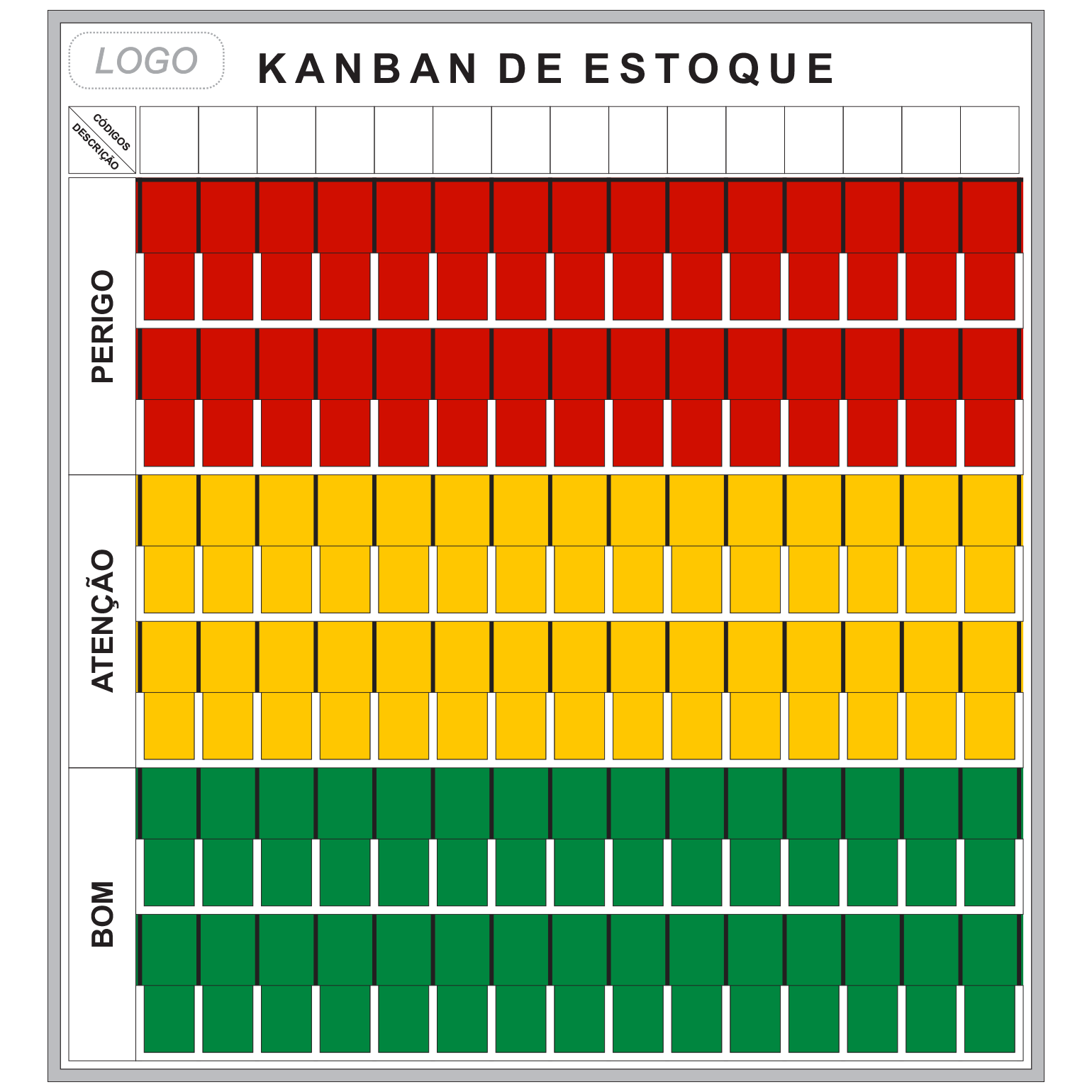 Quadro Kanban de Estoque para Parede - 119 x 128 cm - Clace 1 UN