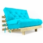 Futon Casal Tokio Sofa Cama Azul Tiffany Com Madeira Maciça