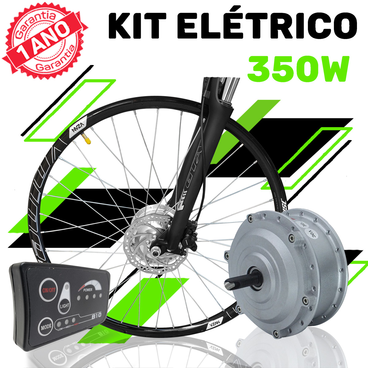 Kit Elétrico para Bicicleta - TecBike - 350 Watts 36V