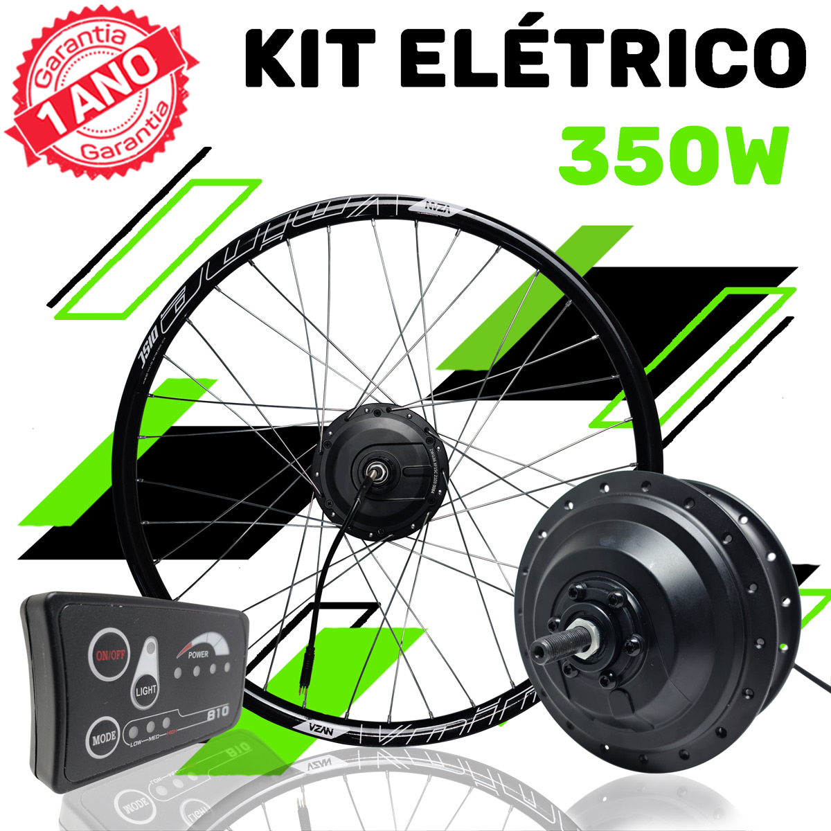 Kit Elétrico para Bicicleta - TecBike - 350 Watts 36V - Aro 26
