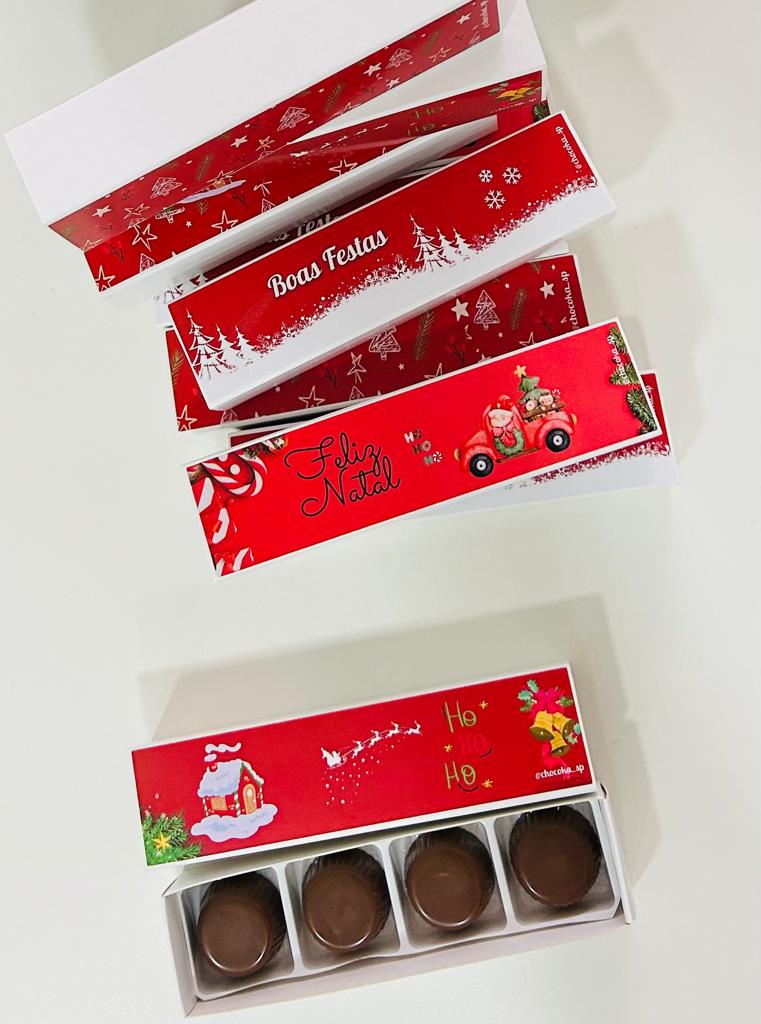 Caixa de Natal com 4 bombom - Chocolate Ao Leite