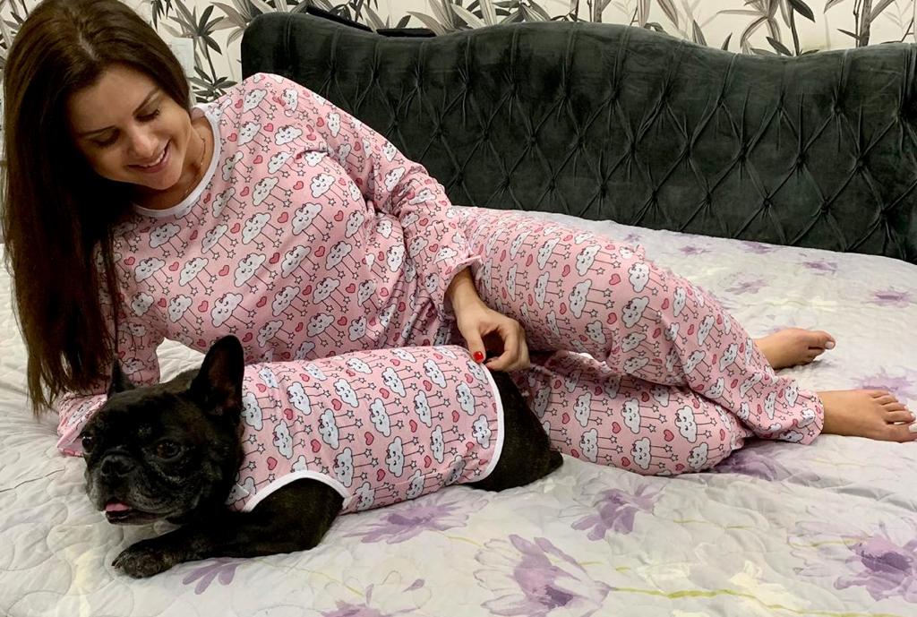 Kit Pijama Tal Mãe &amp; Tal Pet - Nuvem