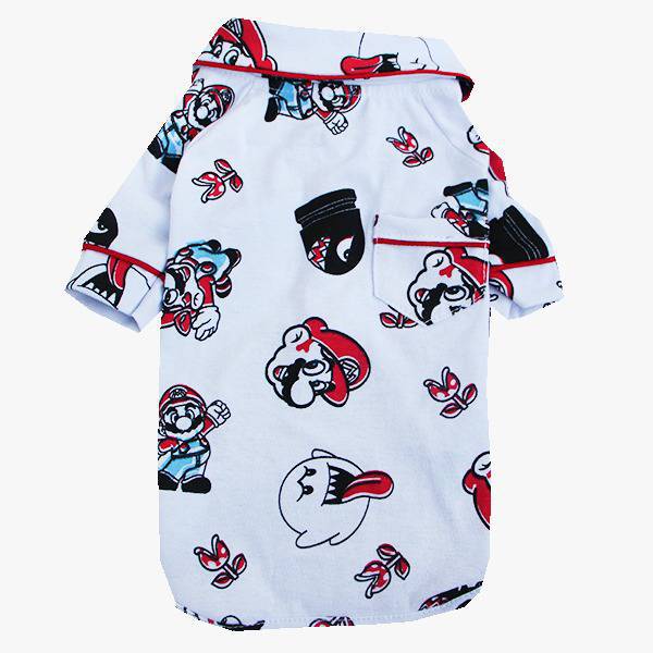 Pijama para Cachorro  Super Mario em Preto e Branco