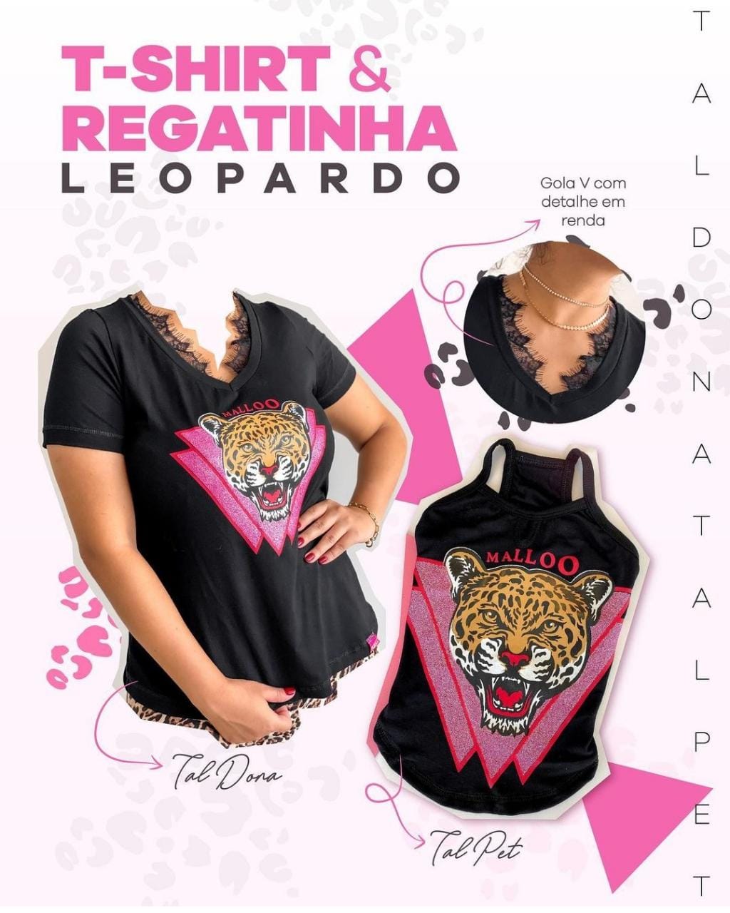 Kit T Shirt Leopardo - Tal Mãe Tal Pet