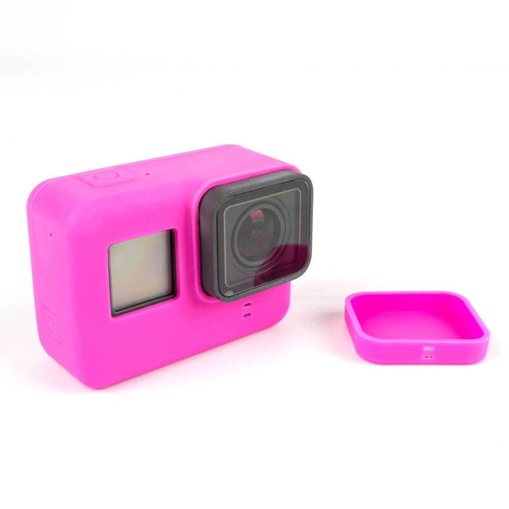 Capa e tampa silicone direto câmera GoPro 5-7 - rosa