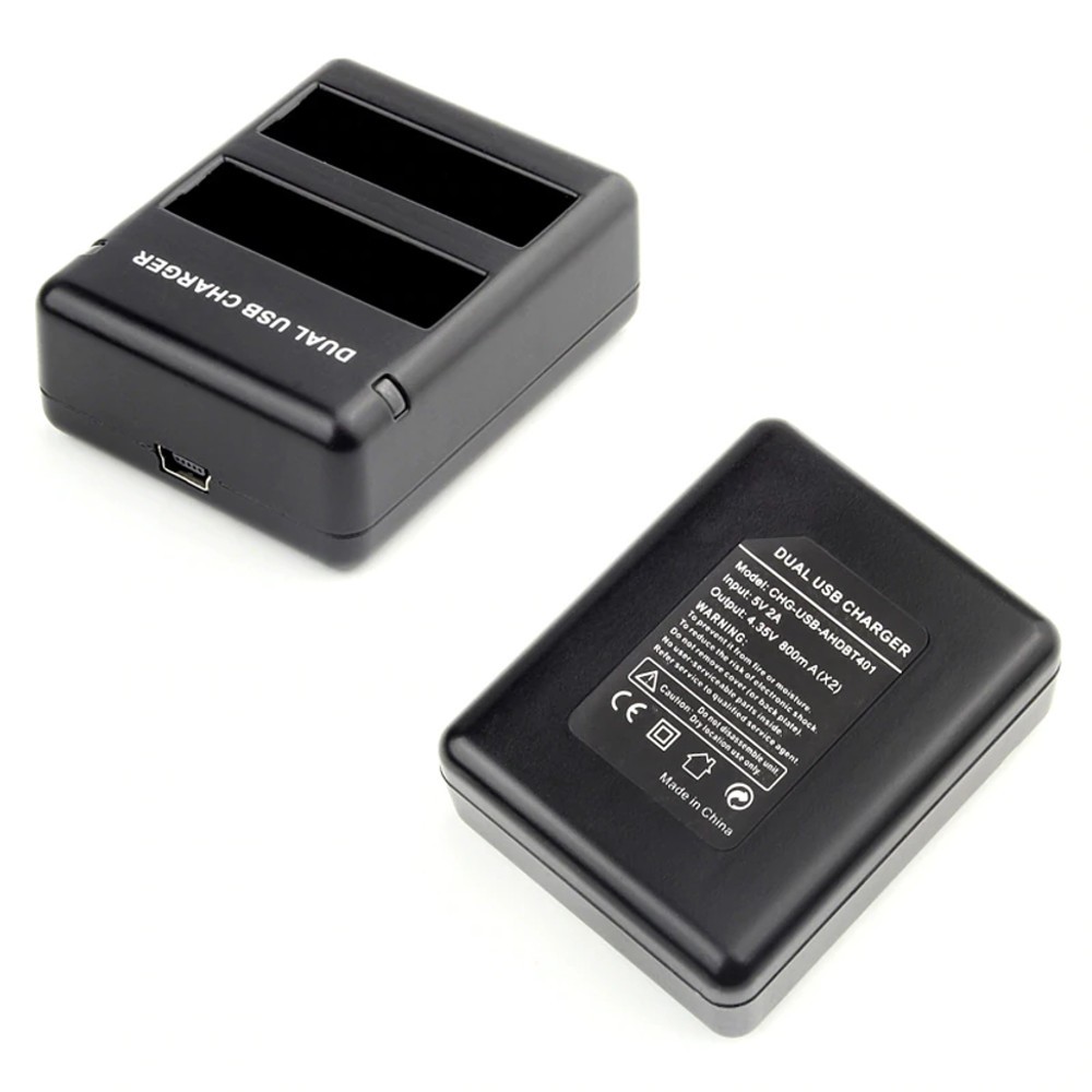 Carregador duplo de Bateria para Câmera GoPro Hero 4 black Silver