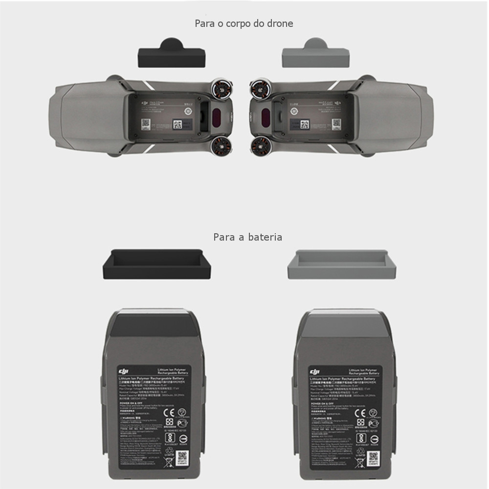 Kit 4 Peças: 3 Protetores da Bateria + 1 Protetor Entrada De Carregamento - Mavic 2 Pro E Zoom