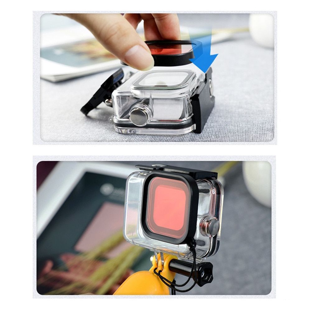 Kit Caixa Estanque para GoPro 8 + Filtro Vermelho Claro