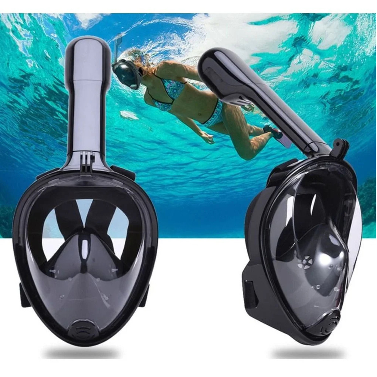 Máscara de Mergulho Snorkel com Adaptador GoPro - S/M