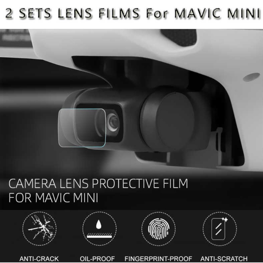 Películas de vidro 2pcs proteção de lente Drone Mavic Mini