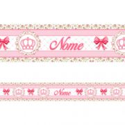 Faixa Personalizada Coroa Floral Laço Pink