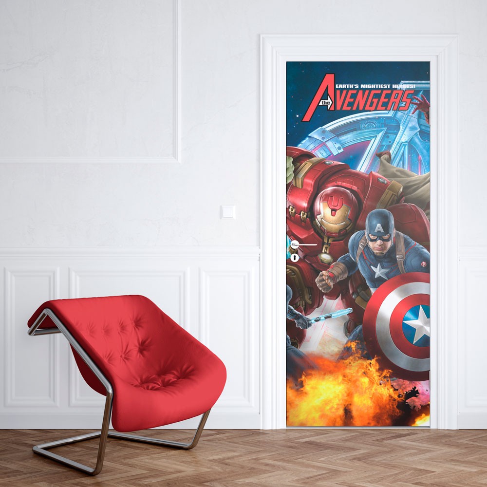 Adesivo de Porta Avengers Homem de Ferro e Capitão América