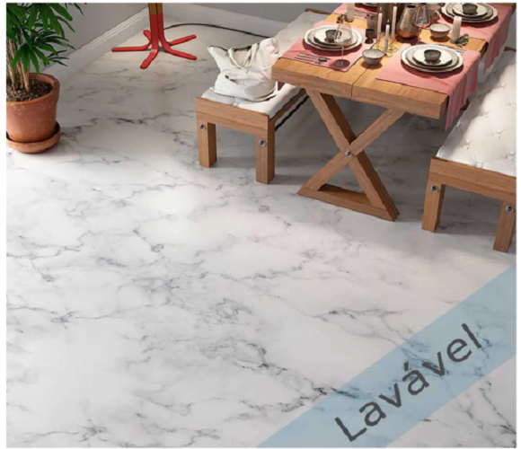 Adesivo Lavável Imita Granito/Mármore Branco Carrara - Diversas Med