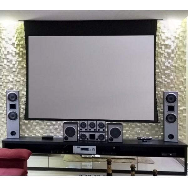 Tela de Projeção Elétrica Tensionada Matte White 150'' Formato Widescreen 16:10 com Controle Remoto