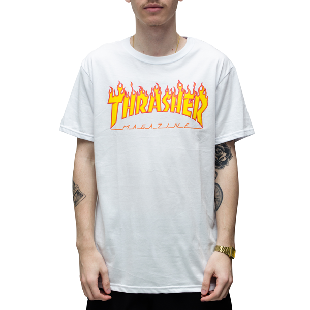 Camiseta Thrasher Flame Branca Big