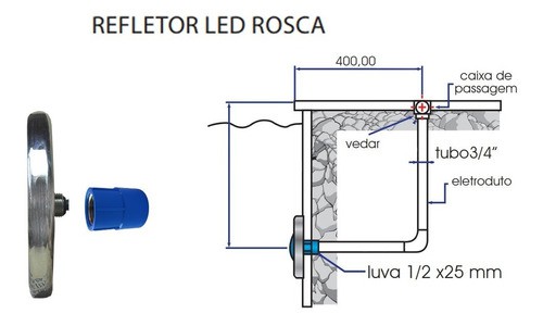 Kit Iluminação Luminária Para Piscina 1 Refletor 9w ABS Controle Comando