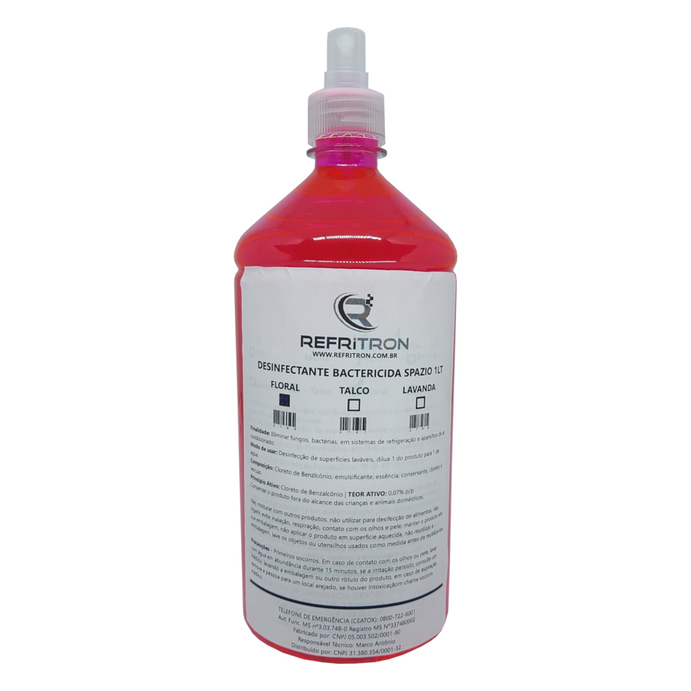 Bactericida Desinfetante Higienizador C/ Borrifador Ar Condicionado 1 Litro FLORAL - Refritron