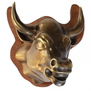 Cabeça Touro Wall Street em Bronze