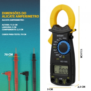 Alicate Amperímetro Digital Profissional Portátil CAT II 600V MD-Y400