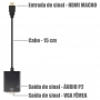 Cabo Conversor HDMI Macho p/ VGA Fêmea c/ Áudio CC-HV100 / LE-4107
