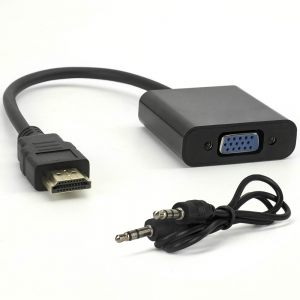 Cabo Conversor HDMI Macho para VGA Fêmea com Áudio Auxiliar P2