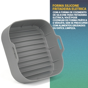 Forma Quadrada Silicone Airfryer Cozimento - 16 x 16 x 5cm - CK6026