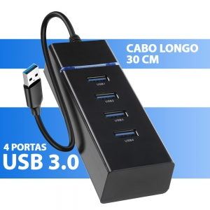 Hub USB 3.0 com 4 Entradas Porta USB de Alta Velocidade e Indicador LED Knup HB-T81