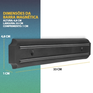 Kit Barra Magnética 33cm + Afiador de Facas Inox 3 Níveis - Top Rio TRC7462 - KeHome 6808