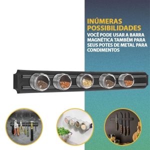 Kit Barra Magnética 50cm + Afiador de Facas Inox 3 Níveis - Top Rio TRC7464 - KeHome 6808