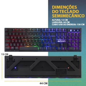 Kit Teclado e Mouse Gamer Usb com Leds Coloridos Exbom BK-G550