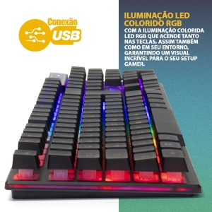 Kit Teclado e Mouse Gamer Usb com Leds Coloridos Exbom BK-G550