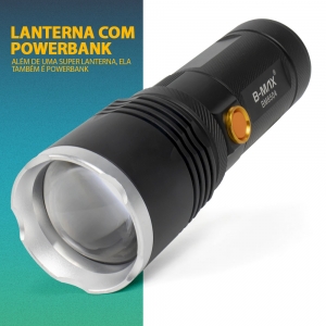 Lanterna Tática LED Recarregável P70 Super Brilhante Powerbank BM8504