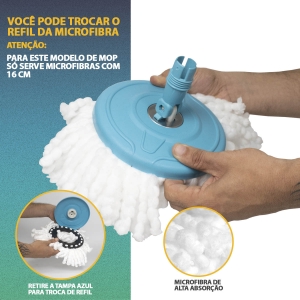 Mop Giratório Rodo Esfregão Para Limpeza 360° Com Balde + Refil Microfibra