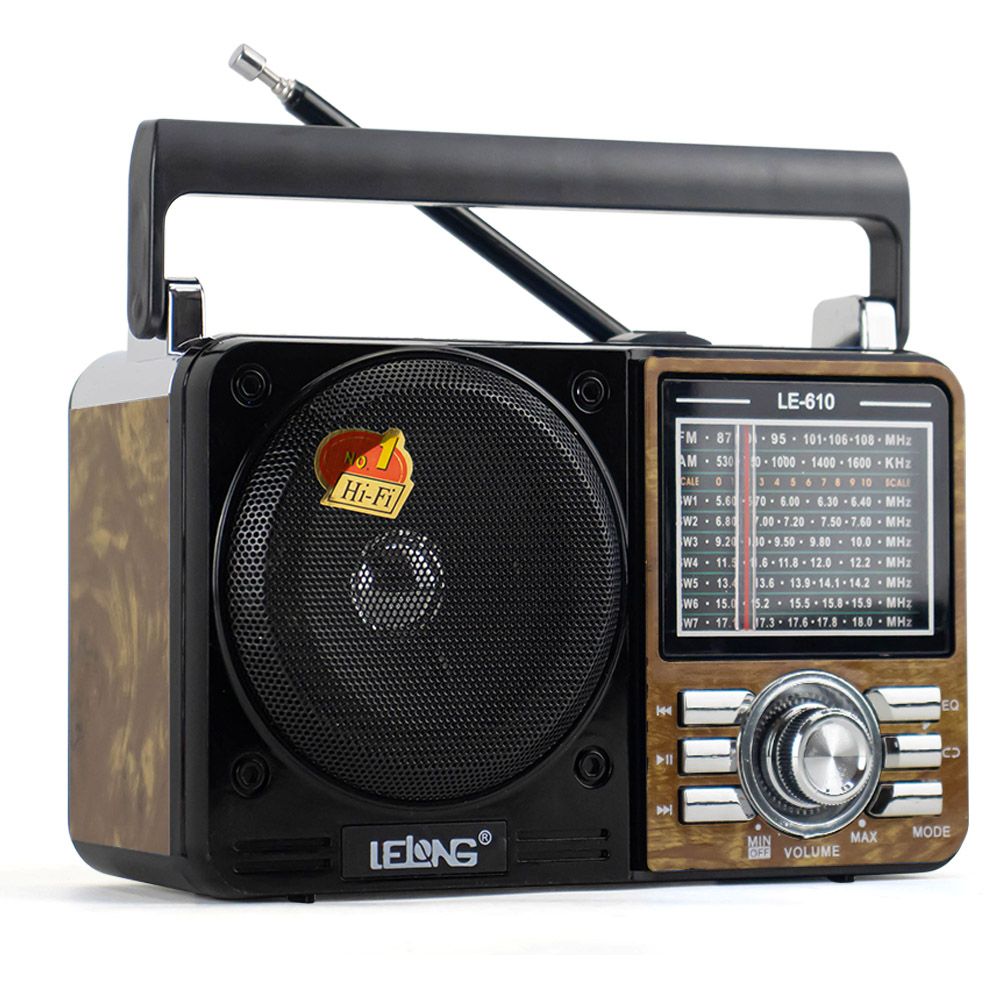 Caixa de Som Portátil Potente Retrô Vintage Rádio Analógico FM / AM / SW / USB Lelong LE-610